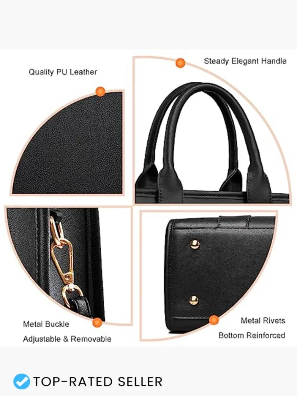 Women's Tote Bag Crossbody Shoulder Satchel Purse Faux Leather Handbag